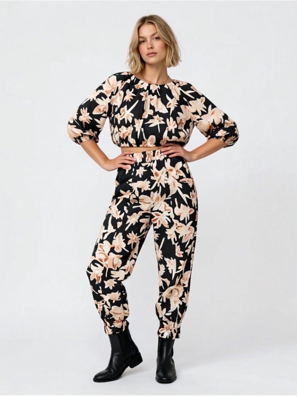 Zara 2-piece Floral with Crop Top